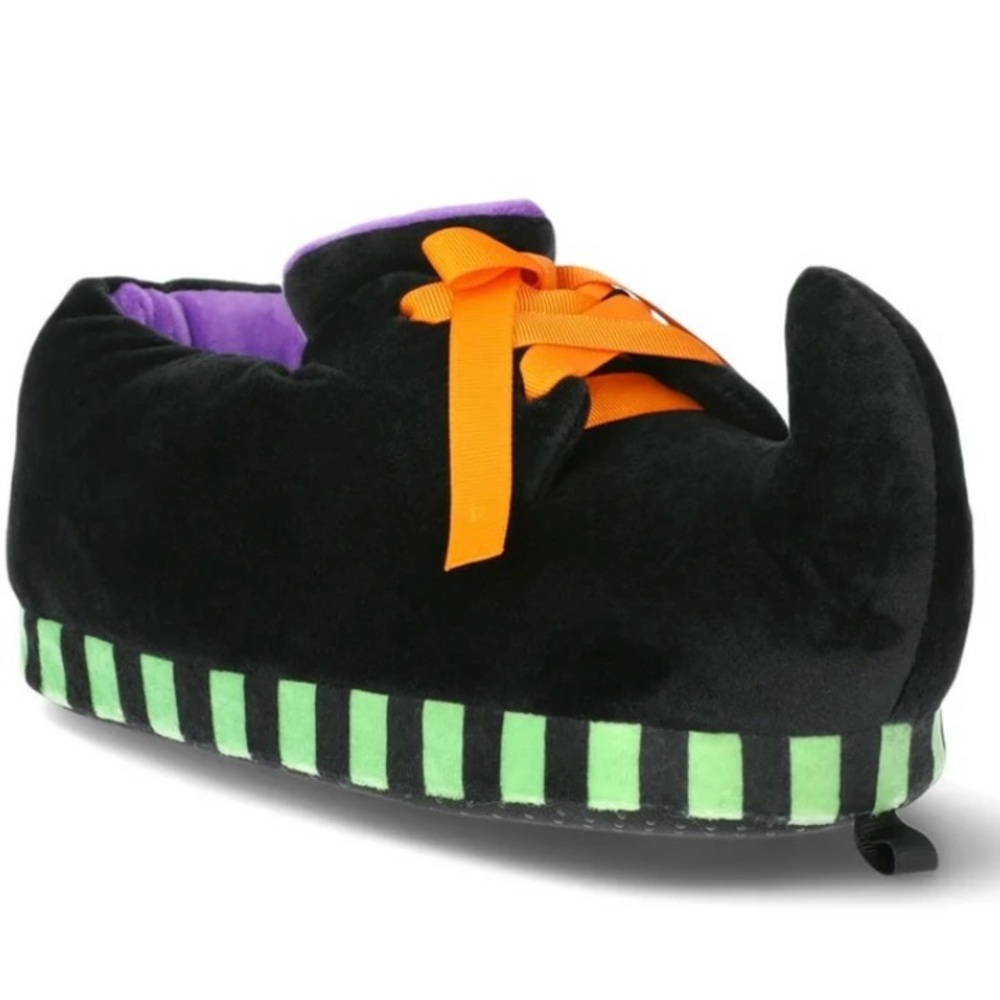 Kids Halloween Witch Slippers - Black and Orange‎
